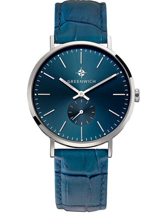 Greenwich Greenwich Anchor GW 012.16.36  GW 012.16.36 кварцевые мужские часы синий циферблат, браслет кожаный — вид спереди